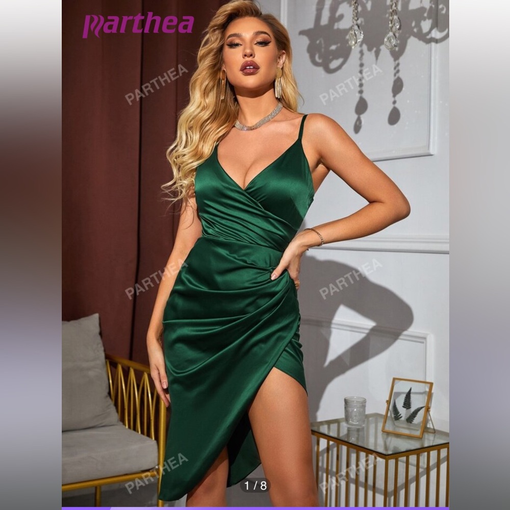 Women's Green Satin Dress